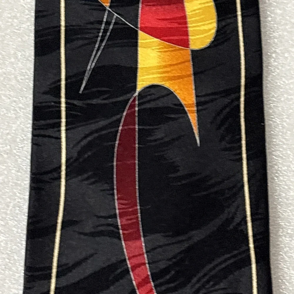 Valerio Garati Men's Silk Gold Red Black  Geometric Art Tie